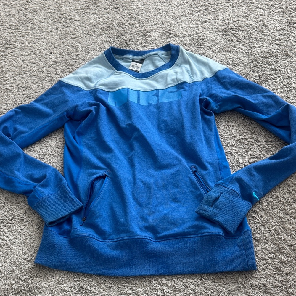 Nike Women's Two-Tone Blue Crew Neck Sweater